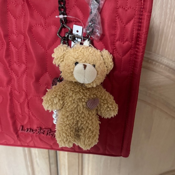 NEW Betsey Johnson Red Quilted Shoulder Bag with Teddy Charm - Picture 9 of 16